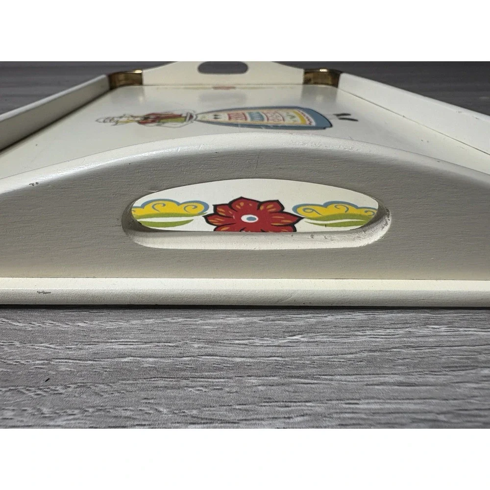 Vintage Hand Painted Wooden Serving Tray 17